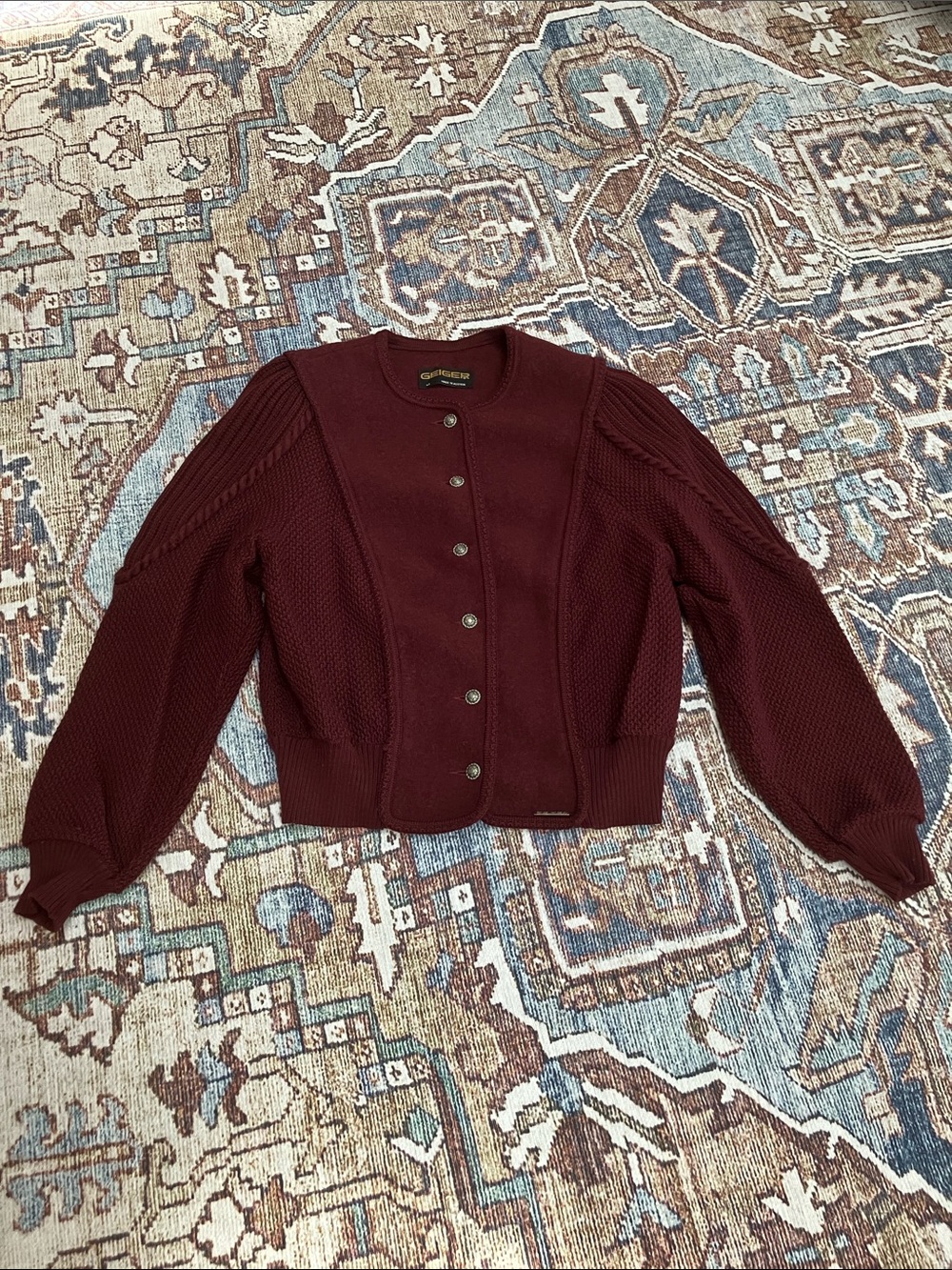 Vintage Geiger burgundy cropped cardigan